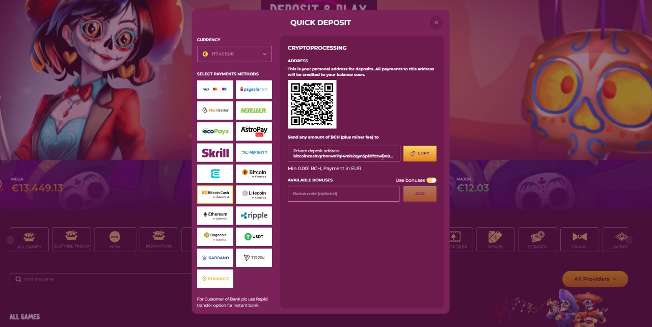 Payments at SlotVibe screenshot