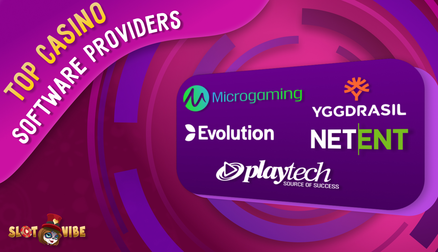 Collage of top casino software providers logos